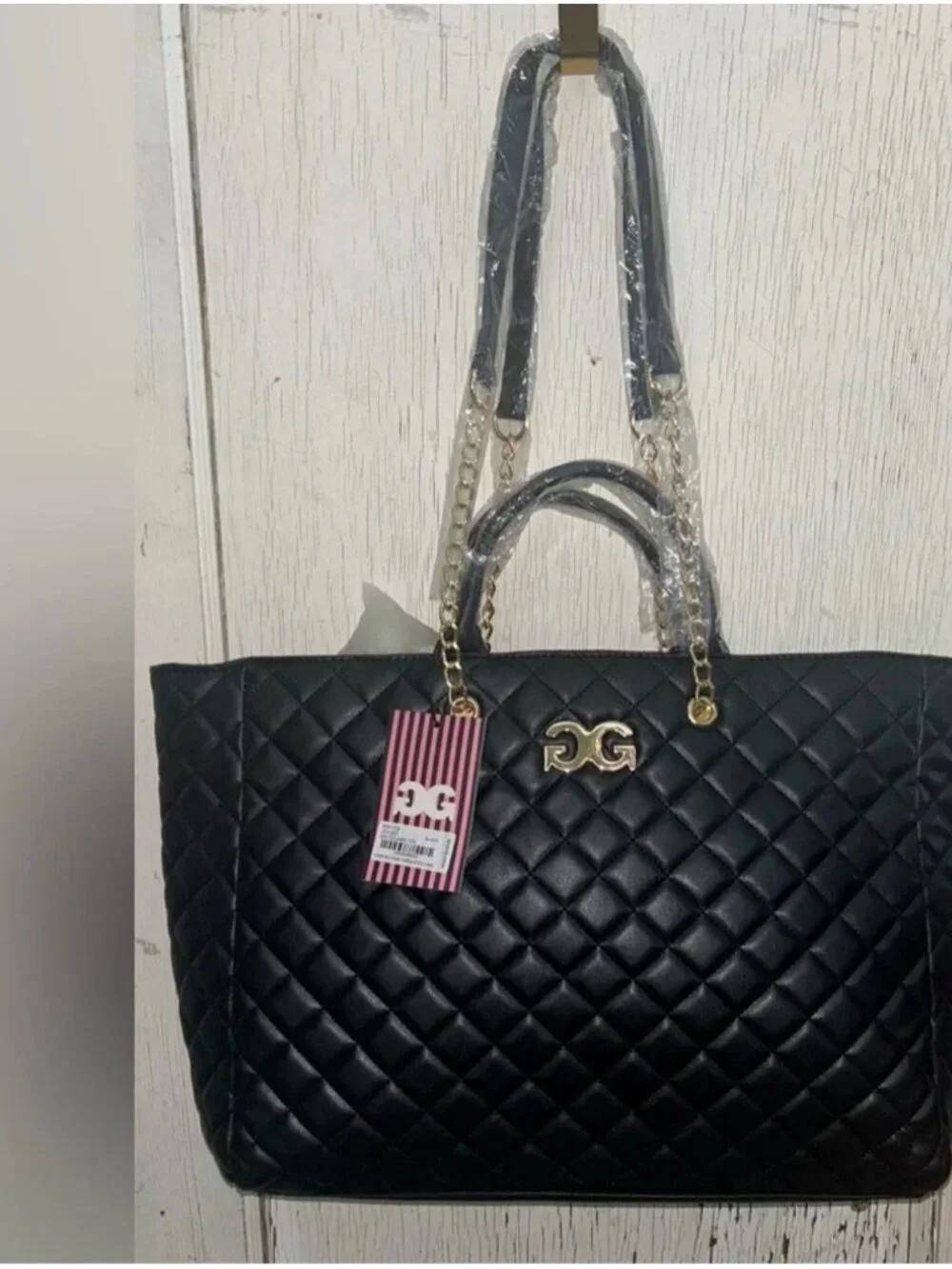 NEW Gilda Paris Large Black Quilted Tote Luggage Travel Bag NWT